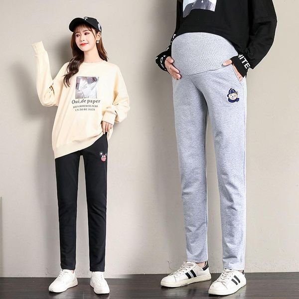 

maternity bottoms pants clothing casual spring and autumn cotton pregnant women wear abdomen support is natural color broadcloth, White