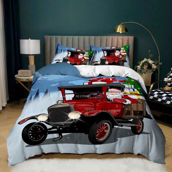 

bedding sets christmas festival home decoration set santa car 3d printed quilt cover duvet 2/3pcs bedclothes for kids gift