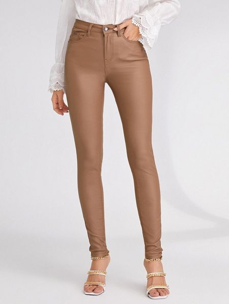 

high stretch coated skinny jeans m56a#, Blue