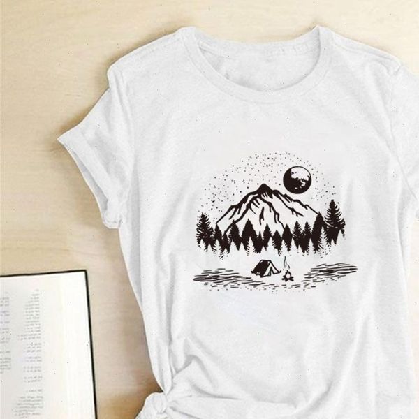 

wild life printing summer graphic womens t shirt tee aesthetic loose short sleeve harajuku mujer camisetas, White