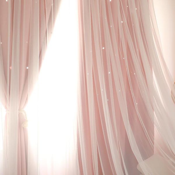 

curtain & drapes dreaming pink princess curtains for living room hollow stars lace girl bedroom shade tulle cloth