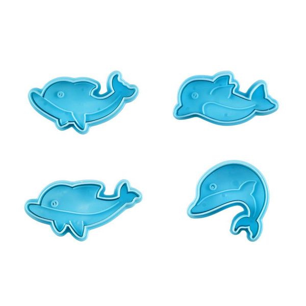 

baking moulds 4 dolphin cookie cutter plastic biscuit knife fruit cake kitchen tools mold embossing printing