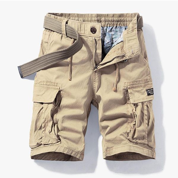 

men's shorts 2021 summer style solid color sports casual slim cotton overalls youth fashion trend multi-pocket pants, White;black