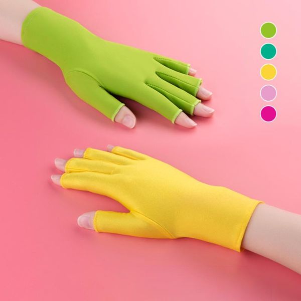 

five fingers gloves fingerless anti uv radiation protection nail led lamp dryer light tool women  fit all, Blue;gray