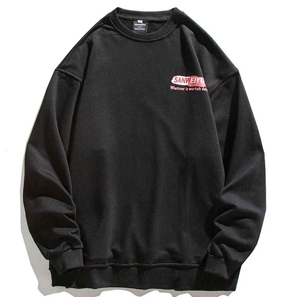 

Men's Hoodies & Sweatshirts Hip-hop pattern sweater for men, round collar graphic autumn DX8W, Black
