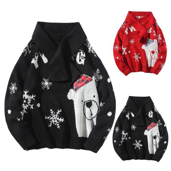 

women's sweaters womens scarf sweater long sleeve winter warm christmas printed padded outwear coat knitwear fashion basic clothe, White;black