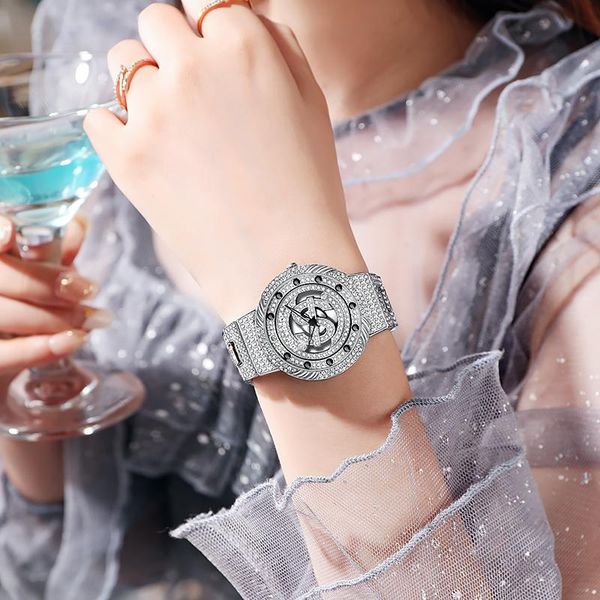 

wristwatches lookworld luxury rhinestones adorn the time to run ladies brand watches, Slivery;brown