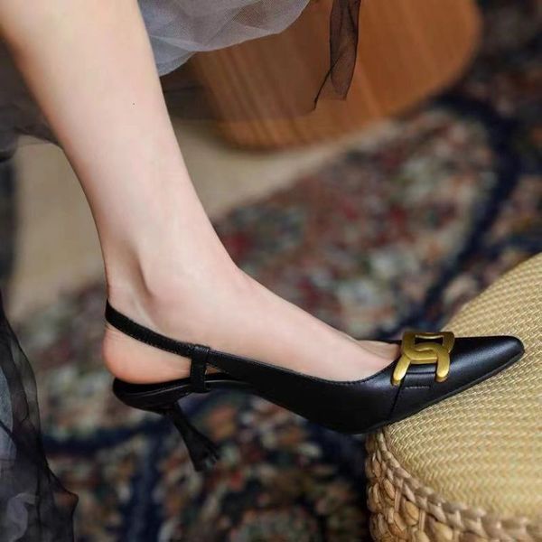 

luxury dress shoes black high heels spring and autumn fashion in 2021 baotou sandal's super pointed back empty single sho women
