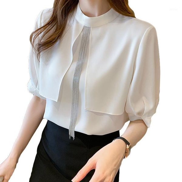 

women's blouses & shirts wholesale 2021 spring summer autumn fashion casual ladies work women blouse woman overshirt female ol py1407, White