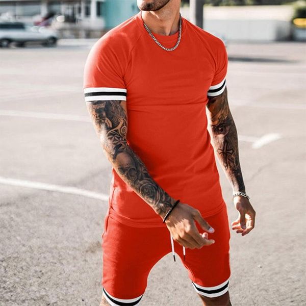 

men's tracksuits summer fashion mens casual shorts sets short sleeve t shirt +shorts male tracksuit set brand clothing 2 pieces, Gray