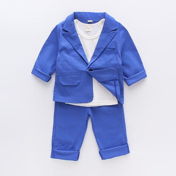 

clothing sets boy suit boy's long sleeve jacket t-shirt pants 3-piece set cotton and linen breathable fashion children's clothes s, White