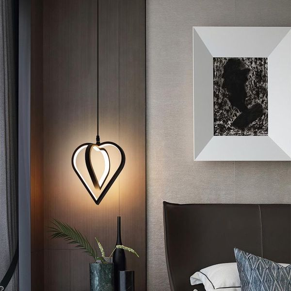 

pendant lamps minimalist black lights iron modern led bedroom nordic design suspension luminaire indoor lighting ei50dd