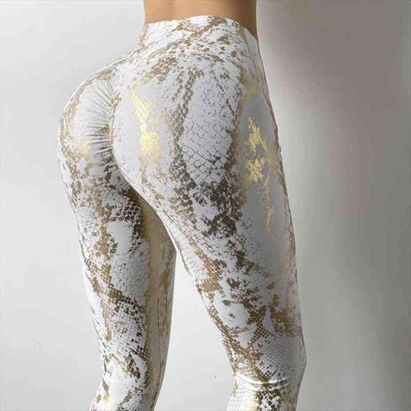 

snake printed sport women legging push up fitness high waist gym pants clothing, Black