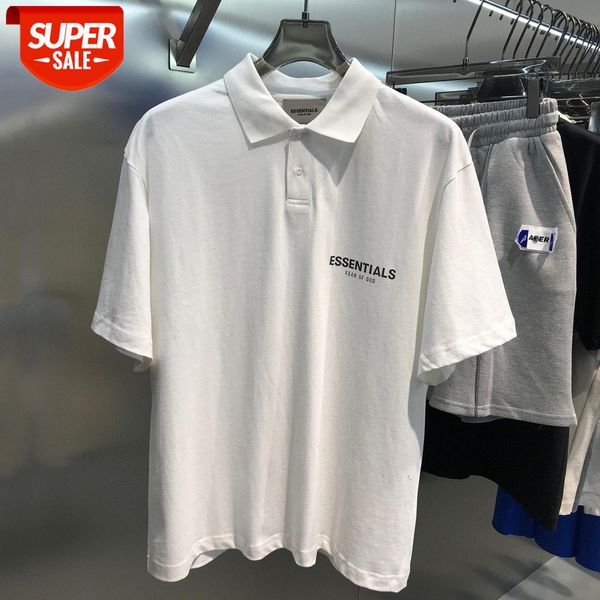 

tier fog essentials reflective logo design on chest lapel polo loose short sleeve t-shirt for men and women #vy9r, White;black