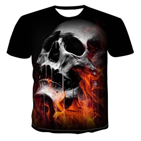 

men's t-shirts fashion summer t-shirt men 3d skull printing breathable streetwear splicing t shirt size 100-6xl, White;black