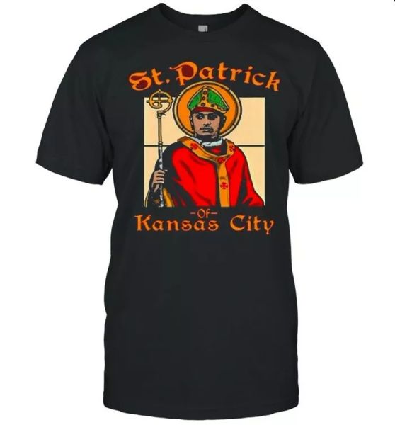 

st patrick of kansas city t-shirt, White;black