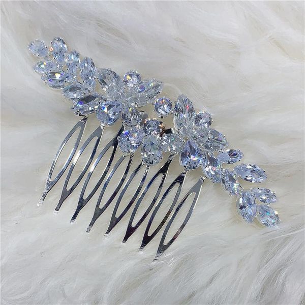 

hair clips & barrettes bling zircon tiaras hairpin accessories exquisite bridal comb ladies headdress jewelry for wedding crown wholesale, Golden;silver
