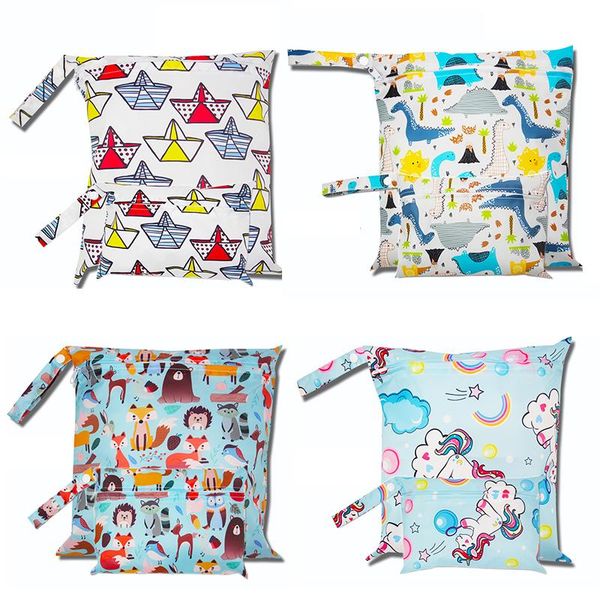 

2pc diaper bags for cute baby fashionable handle nappy bag wet mother changing infant care organizer bear pattern