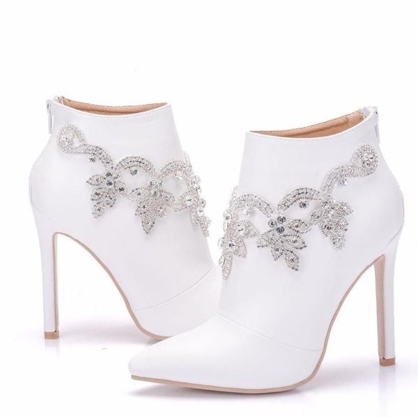 

boots large size women's elegant rhinestone wedding banquet single stiletto 11 cm high-heel ankle, Black