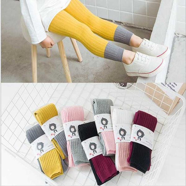 

spring autumn children pantyhose fashion mix color cute baby girls leggings pant 100% cotton 210529, Blue