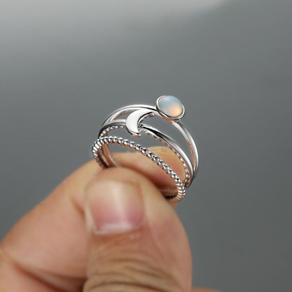 

wedding rings 3pcs stacking moonstone ring for women girls simple fashion silver thin dating jewelry accessories size 6 7 8 9 10, Slivery;golden