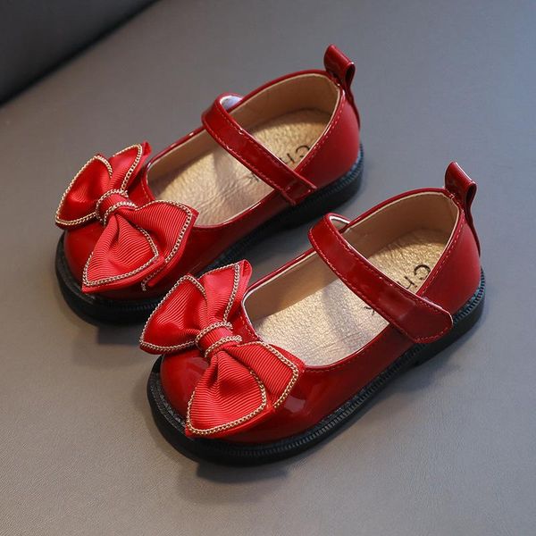 

flat shoes soft-soled children leather mary jane kids bowknot princess little girl' for dance performance 2-7t, Black;grey