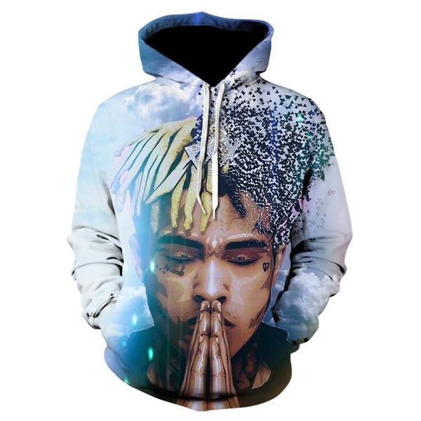 

men's hoodies & sweatshirts 2021 3d print xxx tentacion men/women winter idol hoodie men clothing, Black