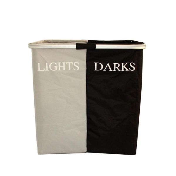 

laundry storage & organization foldable basket, aluminum tube, double grid, home fabric, clothing storage, two-color basket