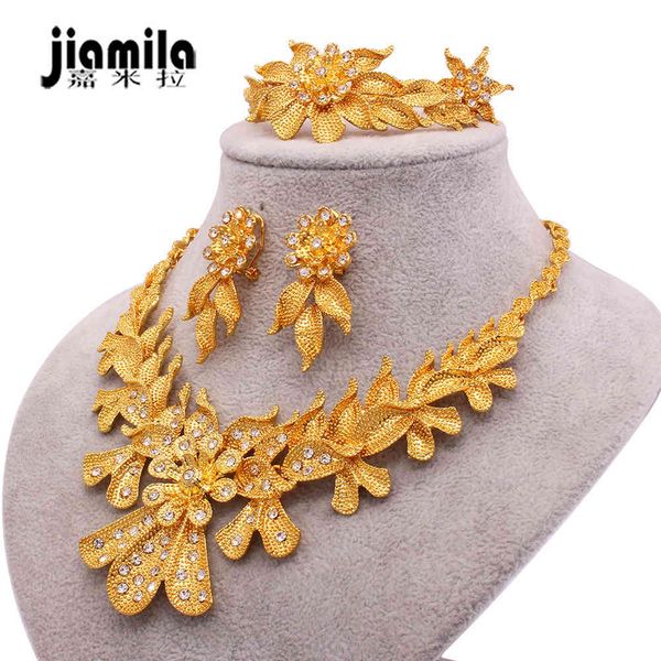 

jewelry set jamila dubai bride 24k gold plated set necklace ring earring bracelet four piece a0909, Slivery;golden