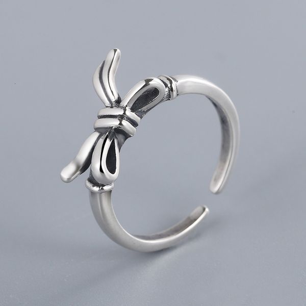 

s925 bow opening women's day ins niche dign thai sier ring, Silver