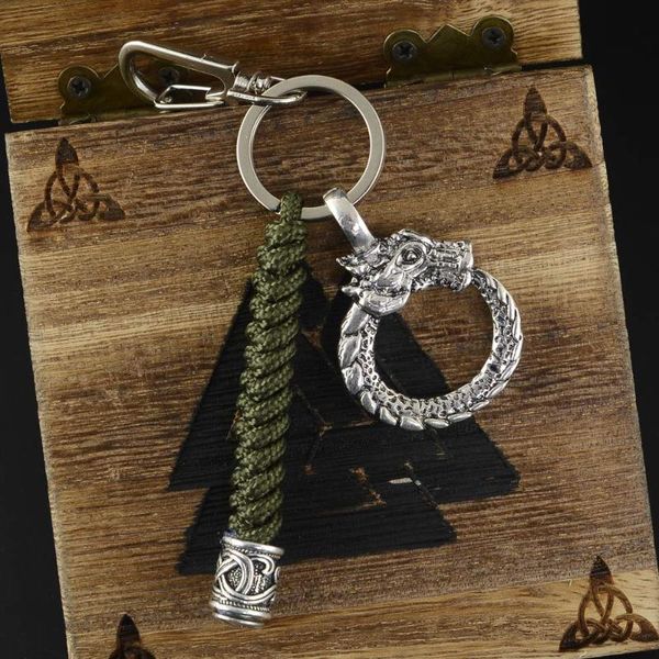 

keychains viking paracord keychain norse scandinavian amulet keyring armygreen lanyard for men jewelry gifts, Silver