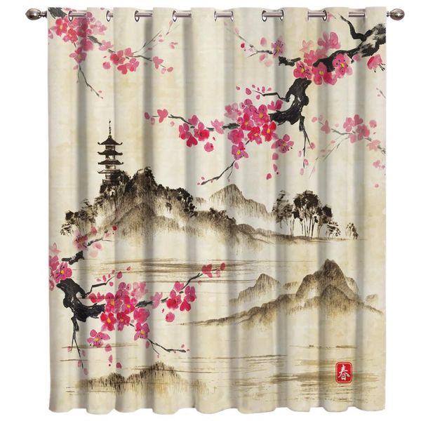

curtain & drapes chinese ink painting room curtains large window dark bedroom outdoor indoor fabric kids panels
