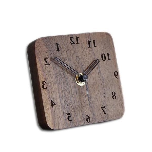 

wall clocks nordic table clock solid wood seat simple decoration silent