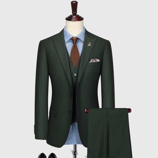 

men's suits & blazers wool three-piece business suit dress slim wedding groom (jacket + pants vest), White;black