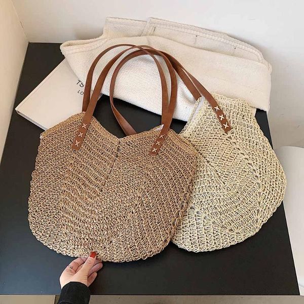 

evening bags vintage hand woven bag women hollow shoulder shopping bohemian summer travel straw beach tote large capacity handbags