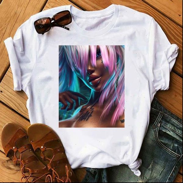 

women t shirts funny shirt casual graphic printed round neck loose harajuku white korean style clothes