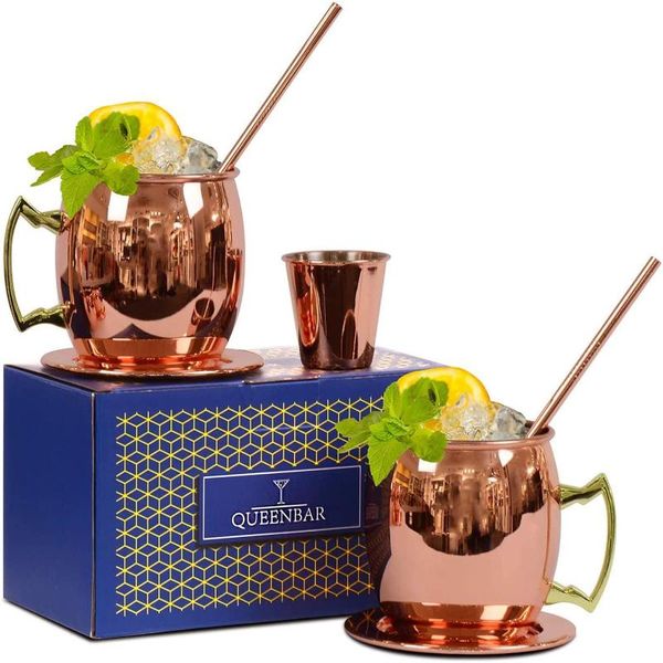 

mugs queenbar stainless steel copper plating 550ml moscow mule metal mug cocktail cup beer wine coffee bar tool