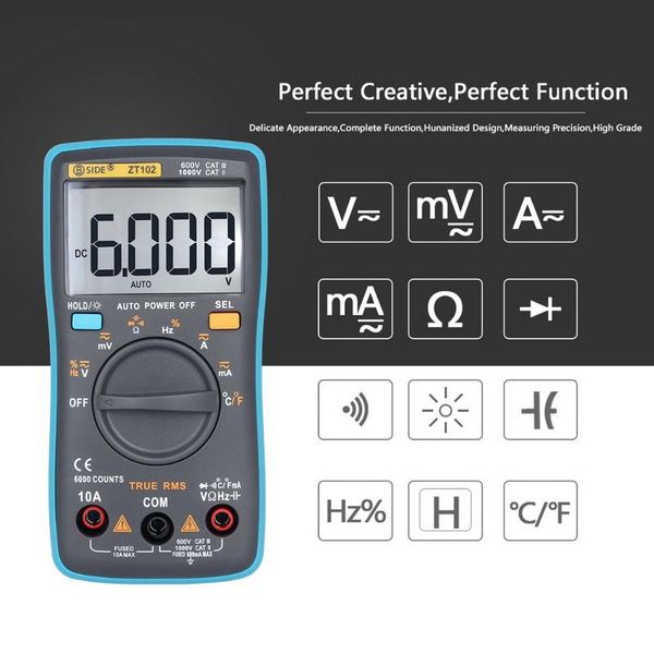 

multimeters 1pcs zt digital portable ac/dc ammeter voltmeter ohm lcd display backlight multimeter diode and continuity test
