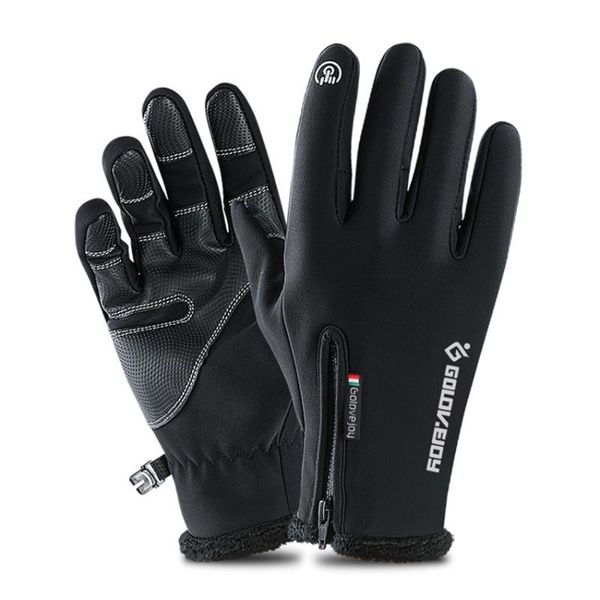 

cycling gloves waterproof winter fluff warm christmas halloween cold-proof touchscreen sports motorcycle mittens, Black