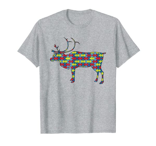 

deer autism awareness kids fawn elk stag puzzle day mom gift t-shirt, White;black