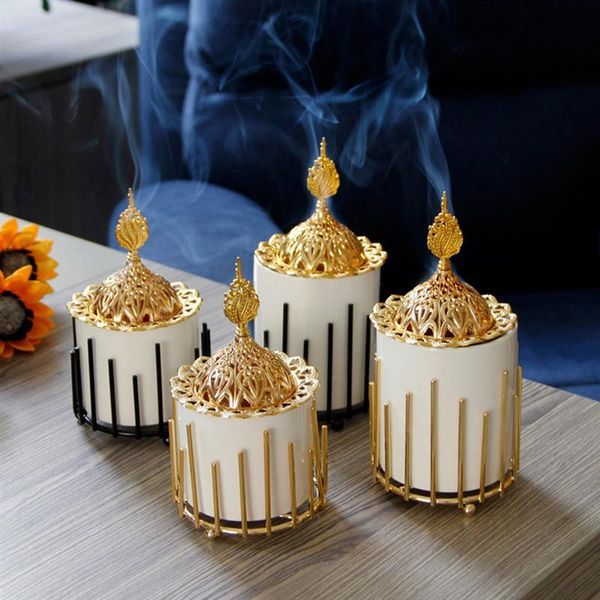 

fragrance lamps 1pc european style incense burner metal ceramic censer adornment