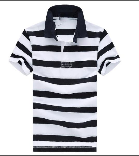 

qulogo296 horizontal stripes between big men's loose t-shirts with short sleeves, White;black