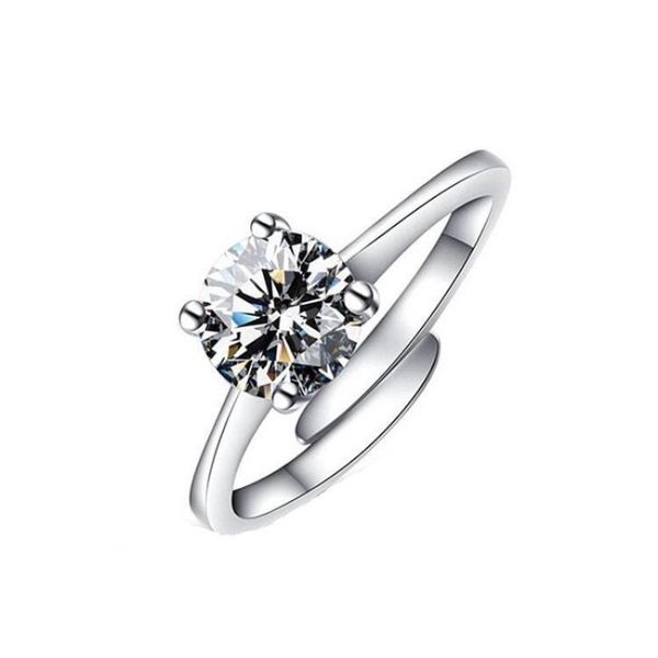 

Elegant White Cut Zircon Ring For Women Luxury Princess Wedding Engagement Jewelry Ladies Accessories Party Gift Rings, Slivery;golden