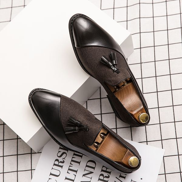 

semi-formal hemp pu leather mens suit shoes glamorous blue tassel italian graceful dress shoes big size 46 47 48 zapatos hombre, Black