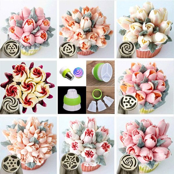 

1set 3 style russian icing piping nozzles stainless steel flower cream pastry tips bag cupcake cake decorating tools baking &