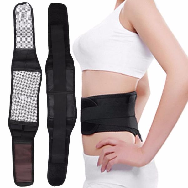 

magnetic self heating lower back lumbar waist support belt pad trimmers protector fitness adjustable, Black;gray