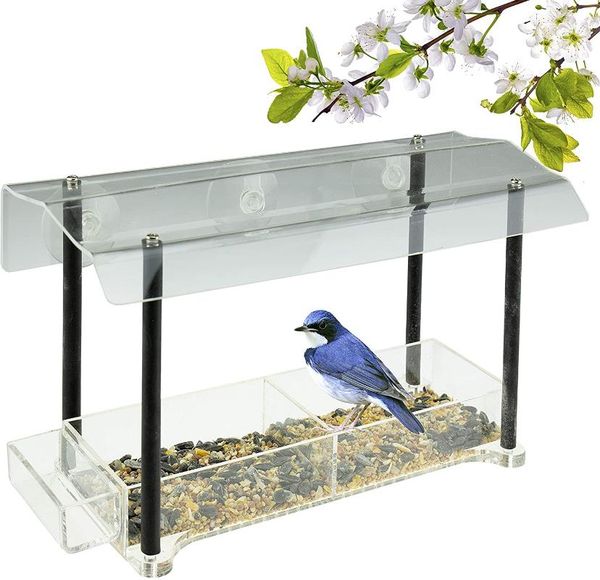 

other bird supplies anon acrylic window feeder - strong suction cups -drainage holes-transparent viewing outside hanging