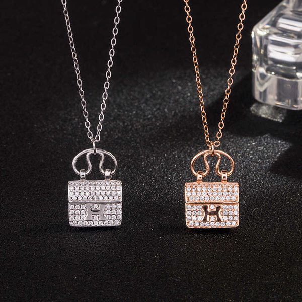 

s925 sterling sier h-shaped bag necklace, Silver