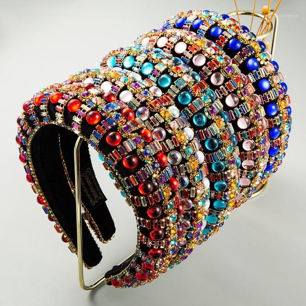 

baroque headband full crystal padded rhinestones headbands luxurious scrunchies for women bridal wedding party hair accessories1