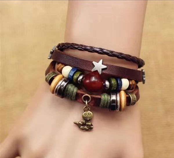 

vintage zodiac male leather bracelet brother student couple weaving female hand strap to give friends fashion jewelry gift, Golden;silver